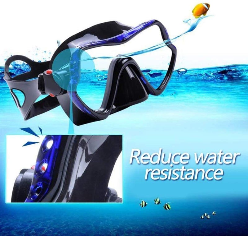 EXP VISION Snorkel Diving Mask, Professional Adults Snorkeling Mask Gear, Ultra Clear Tempered Glass Swim Mask Anti Leakage Swimming Goggles with Nose Cover for Men Women Youth (a-Blue) - Image 4